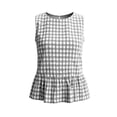 thumbnail image 4 of Karymi Womens Tops Gingham Sleeveless Peplum Blouse, Casual Round Neck Checkered Tank Top with Keyhole Back, Summer Ruffle Hem Shirt Short Sleeve Shirts for Women, 4 of 7