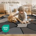thumbnail image 4 of ODIKA 4'x6' Washable Area Rug Non-Slip, Chair-Friendly, Flatwoven Neutral Mosaic Geometric Design Intricate Abstract with Bold Lines for Home Office, Under Desk, 4 of 7