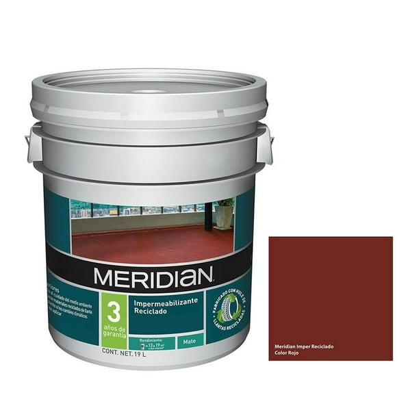 Impermeabilizante Meridian Recliclado de Llanta Rojo 19 Litros