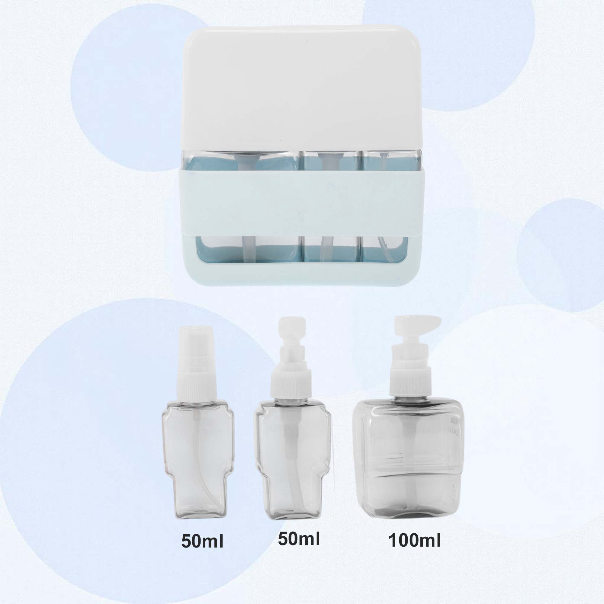 Unique Bargains Set of 3 Convenient Travel Containers Light Blue