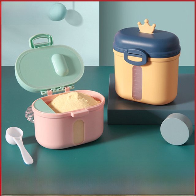 Caja de leche en polvo de doble capa para bebés, recipiente portátil para almacenar fideos de arroz, caja divisoria sellada a prueba de humedad, productos para niños