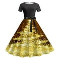 thumbnail image 1 of Fshaion Robe d'Été pour Femmes 2024 Grande Taille Décontractée à Imprimé Floral à Manches Courtes à Col Rond Robe Longueur Genou Liquidation à Moins de 10!, 1 of 3