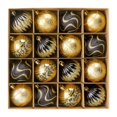 thumbnail image 1 of 16 piezas de adornos navideños de bolas colgantes, manualidades, colgantes, decoraciones navideñas para Acción de y festividades. oro negro, 1 of 8