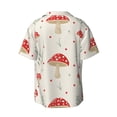 thumbnail image 5 of Uemuo Flat Mushrooms Pattern Cotton Linen Short Sleeve Shirts,Casual Lightweight Button Down Shirts,Vacation Beach Summer Tops-3X-Large, 5 of 7