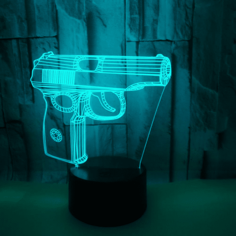 TIMPCV Optical Illusion 3D Pistol Gun Night Light 16 Colors
