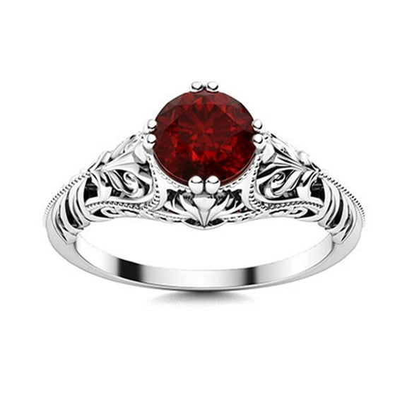 Mooneye 5mm Round Garnet 925 Sterling Silver Solitaire Designer Shank Women Valentines Day Gift Ring