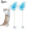 thumbnail image 1 of 2PCS Cat Teaser Toy Pompom Bell Faux Feather Spring Suction Cup Cat Wand Cat Toy, 1 of 10