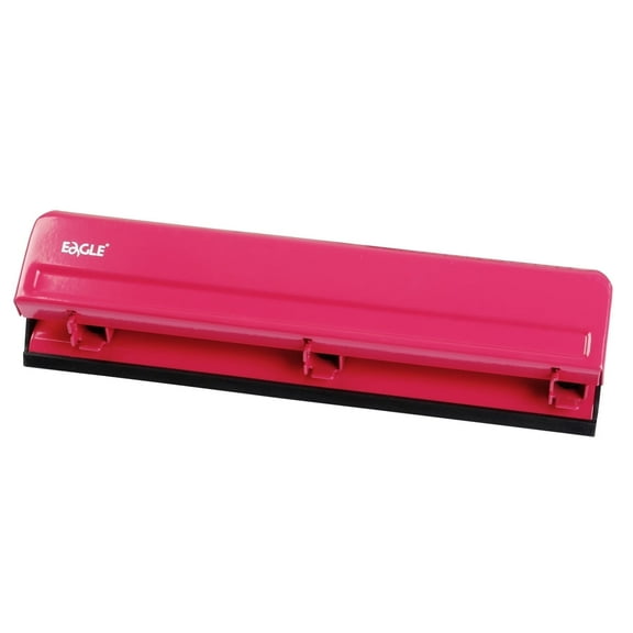 Eagle Desktop 3 Hole Punch, Paper Puncher, Heavy Duty, All-Metal Construction, 12 Sheet Capacity, 1  Included, Deep Pink