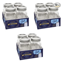 Limited Edition 140th Anniversary Glass Mason Jars, Regular Mouth, Pint Size, 16 OZ, 4-Count, Pack of 3 (12 Jars Total)