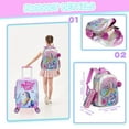 thumbnail image 2 of Mermaild Kids Carry on Luggage Sets for Girls with Wheels Lightweight Pink Suitcases for Travel Essentials with Travel Pillow School Backpack, 2 of 7
