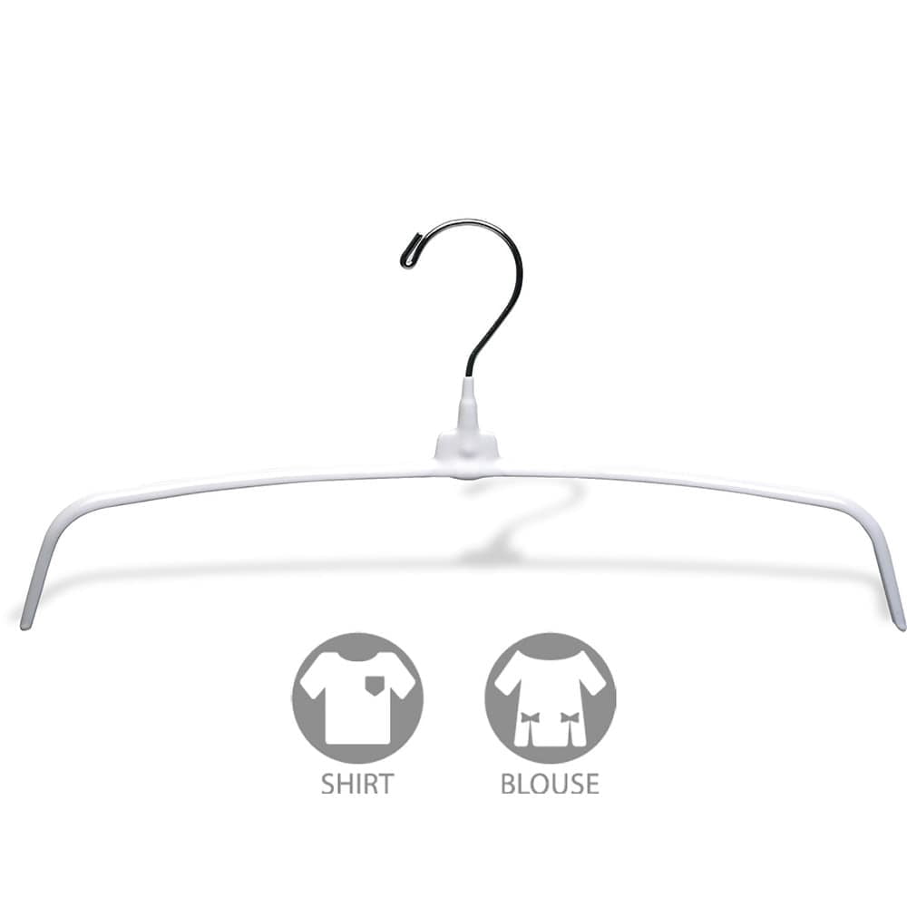 International Hanger Metal Non-Slip Vinyl Coated Top Hanger, White Finish with Chrome Hardware, Box of 25