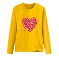 thumbnail image 3 of WREESH Womens Fashion T-Shirts Valentine's Day Heart Printed Love Heart Printed Long Sleeved Round Neck T-Shirt Top Pullover Yellow, 3 of 3