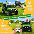 thumbnail image 6 of Joyracer 24V 2 Seater Kids Ride on Truck with Remote Control, 4×200W Motor, Electric Battery Powered Toys Car w/ 4 Wheels Spring Suspension, 3 Speeds, LED Lights, Bluetooth Music, Army Green, 6 of 14