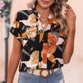 thumbnail image 3 of Camisa Camisas casuales para mujer Camisas con estampado floral con cuello en V de moda Tops de oficina (Negro XXL) Ygjytge Negro T XXL para Mujer, 3 of 7