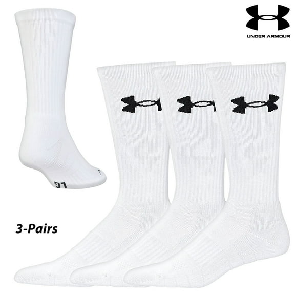 UA Socks: 3-PAIR Elevated Perf. Crew (L)- White