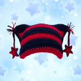 thumbnail image 2 of AJGRHE Adults Star Cat Ear Cap Warm Hand Striped Wool Hat NY1 One Size, 2 of 3