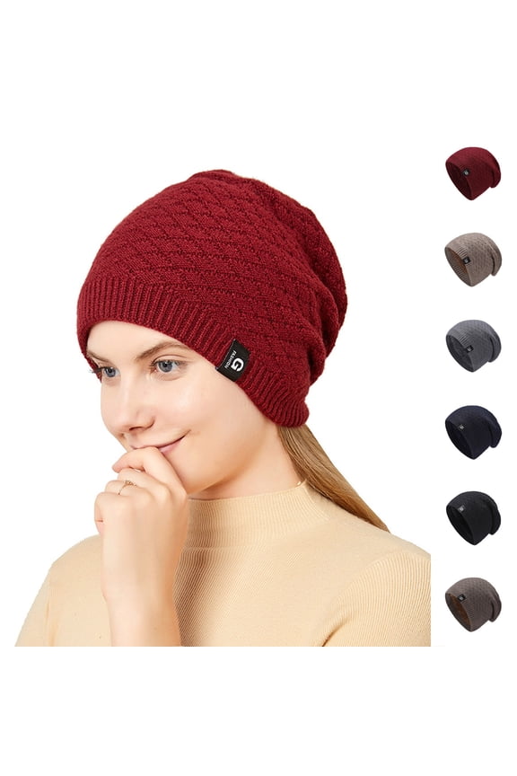 Unisex Beanie Hats for Men Women Beige Polyester Thermal Polar Fleece Ski Stocking Skull Cap for Men and Women One Size
