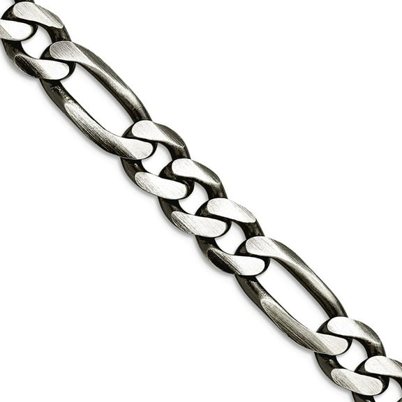 925 Sterling Silver Oxidized 7.75mm Figaro Chain Necklace 20 Inch Chain Necklace for Women and Men
