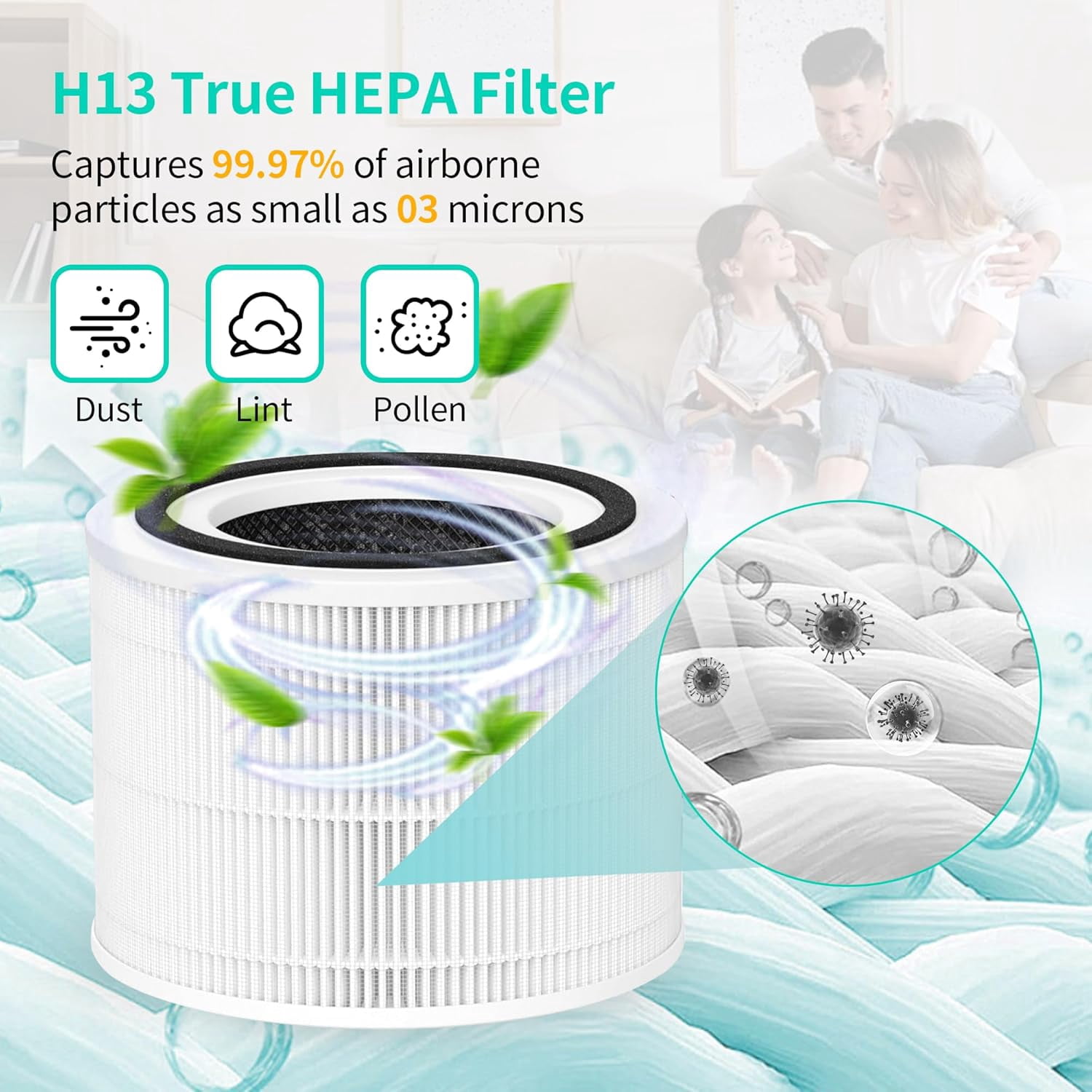 Ture HEPA Replacement Filter Compatible with Puroair 240 Air Purifier, 3-in-1 True HEPA Filter Replacement, Grade True HP-14 with Activated Carbon Filter, 2 Pack