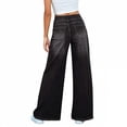 thumbnail image 3 of uublik Womens Jeans High Waisted Straight Jeans Loose Wide Leg Stretchy Denim Pants with Pockets, Black, 3 of 5