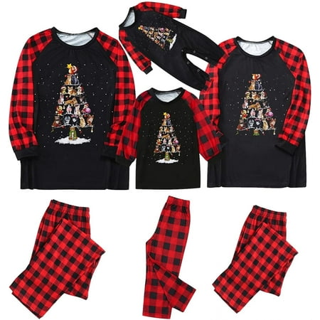 

Christmas Pajamas for Family Matching Christmas Family Pjs Sets Xmas Elk Reindeer Print Pjs Plaid Holiday Sleepwear