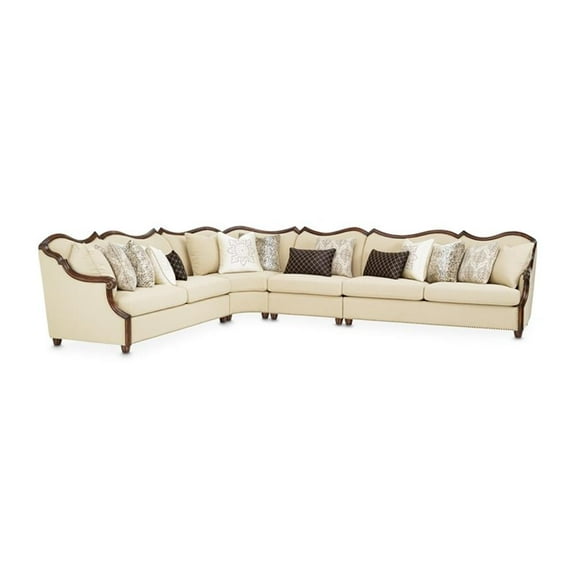 Michael Amini Chamberi Sectional Sofa - Toast/Warm Cognac