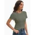 thumbnail image 3 of Women's Basic Solid Active Soft Short Sleeve Crew Neck Top T-Shirts, 3 of 6