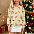 thumbnail image 5 of Christmas Kids Sweater Girls Crewneck Sweatshirt Long Sleeve Pullover Knit Tops,Relaxed Warm For Festival School Wear,Beige,7-8 Years, 5 of 6