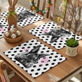 thumbnail image 3 of Easter Bunny Placemats Set of 4, Cute Gray Rabbit Pink Heart Farm Country Black Polka Dots Heat Insulated Linen Place Mats, Washable Stain-Proof Table Mats for Dining Table Holiday Decor 13x19 Inches, 3 of 9