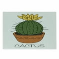 thumbnail image 1 of Cactus Cutting Board, Plant with Yellow Flower in a Pot Blooming Tropical Foliage Cartoon, Decorative Tempered Glass Cutting and Serving Board, Small Size, Orange Green Yellow, by Ambesonne, 1 of 1