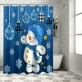 thumbnail image 4 of Christmas Snowman Shower Curtain Blue Snowman Shower Curtains for Bathroom Decor Xmas Christmas Balls Winter Snowflake For Christmas Decoration Bath Curtains Sets with Hooks Waterproof 36" W x 72" L, 4 of 6