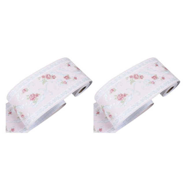 Youkk Self Adhesive Kitchen Bathroom Sticker Easy DIY Home Decor Solution Creative Wall Borders Sticker pink floret 2Set