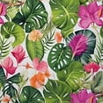 thumbnail image 6 of HAOXIT Leaf Tablecloth, Hawaiian Hibiscus Flower with Palm Tree Leaves Art Print, Dining Room Kitchen Round Table Cover, 6 of 8