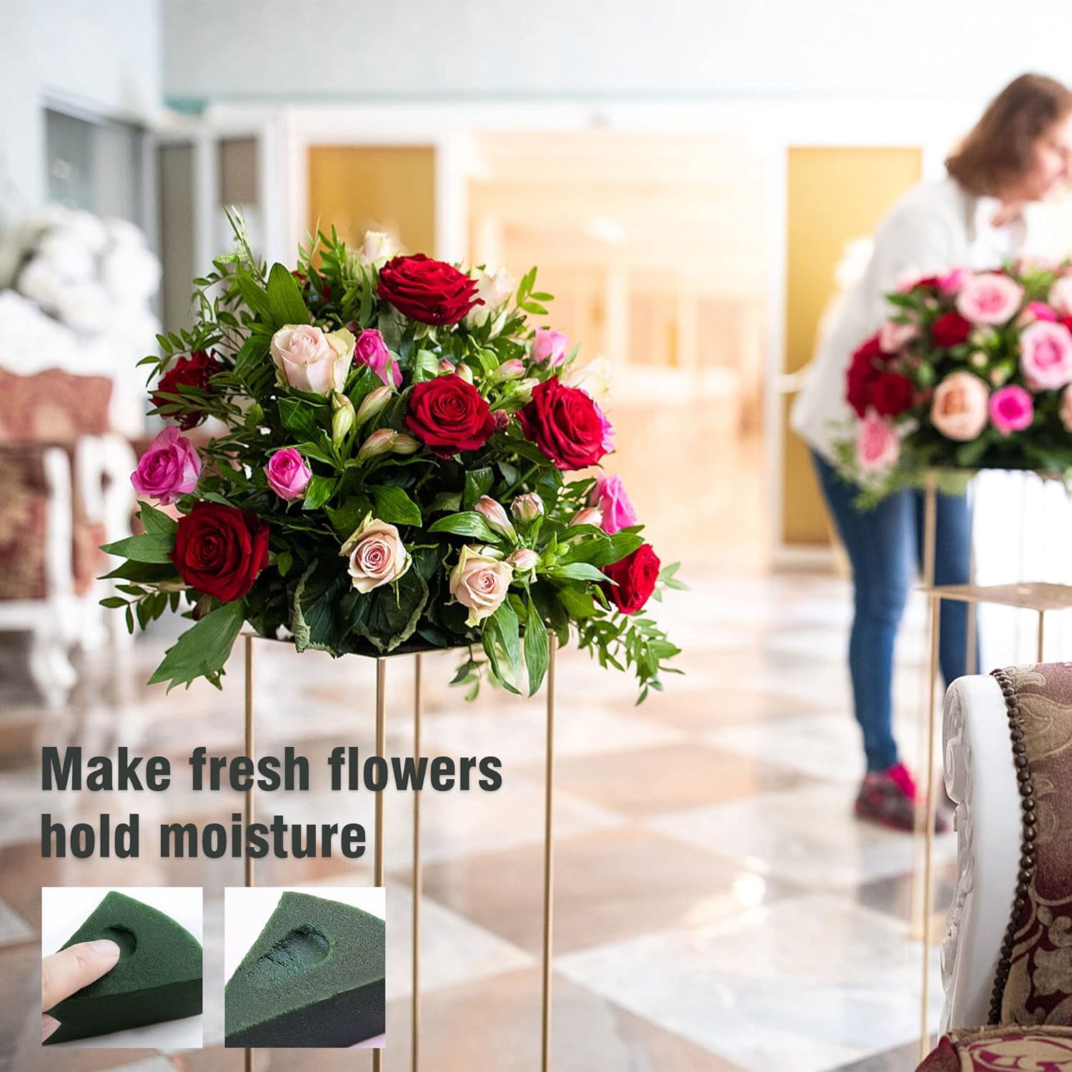 Floral Foam Blocks Pack of 8 Each (8.9" L x 4.1" W x 2.6" H) Wet Floral Foam for Fresh & Artificial Flower Arrangement, Plant Foam, Green Flower Foam for DIYs, Arts, Crafts & Weddings