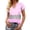 Pink, variant on Summer Tunic Blouse for Women Color Block Short Sleeve Snap V Neck Tops Basic T-Shirt Trendy Clothes