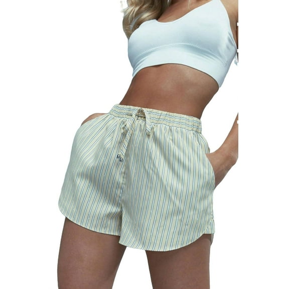 Women's Shorts Casual Striped Track Yellow XS (2)