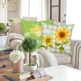 thumbnail image 3 of Spring Sunflower Bee Decorative Throw Pillow Covers 16x16 Inch Set of 4 Outdoor Buffalo Plaid Check Honey Green Pillow Cases Seasonal Decorations Linen Square Pillowcase for Home Sofa Couch, 3 of 6