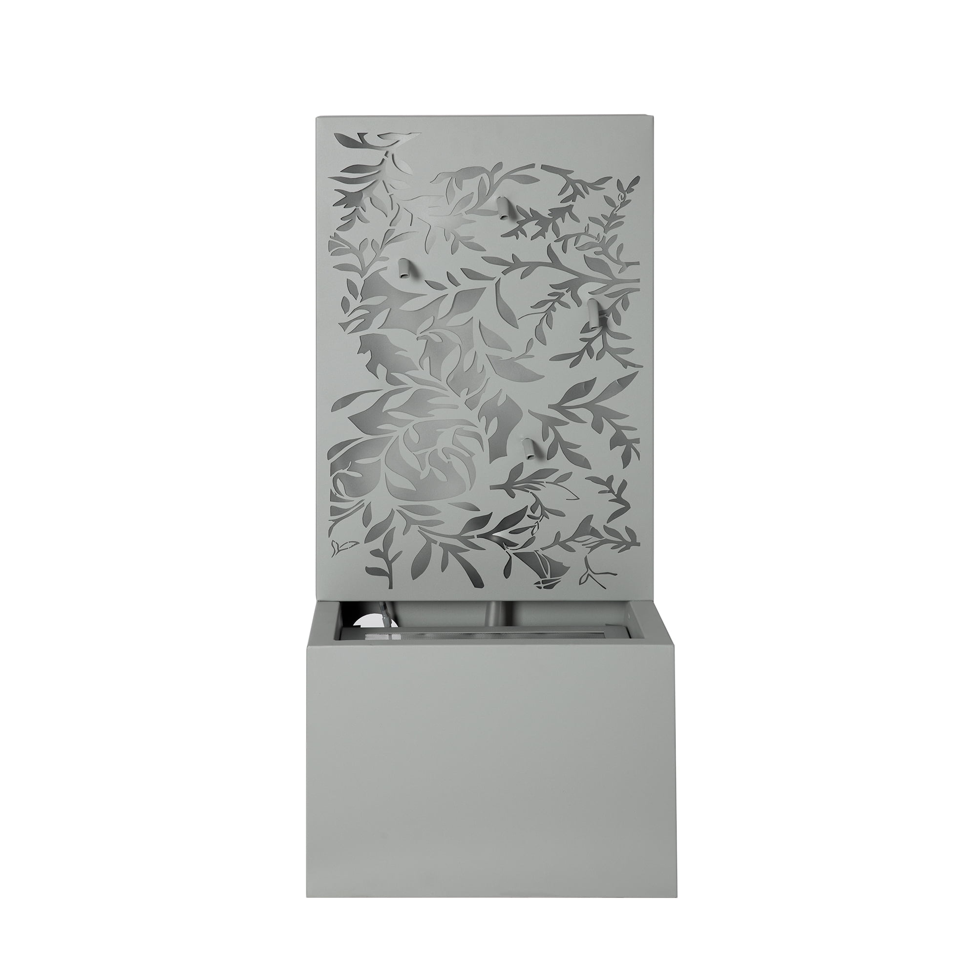 Leaf Cutout Water Wall Fountain, 30.71 Inch Light Gray Outdoor Water Decor for Patio, Light Gray
