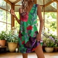 thumbnail image 2 of Womens Short Dresses Plus Size Sleeveless V-Neck Floral Printed Summer Flowy Casual Swing A-Line Sundress Beach Outfits, 2 of 8