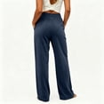 thumbnail image 4 of ZHYou No Boundarie Womens Pants Corduroy Drawstring Wide Leg Elastic High Waisted Soft Knit Loose Fit Casual Trousers with Pockets,Navy,Size 3XL, 4 of 8
