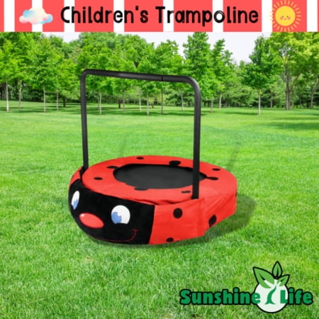 XTP003 Assembled children's trampoline, happy expression, outdoor and indoor dual-use,ladybug black and red foldable iron tube