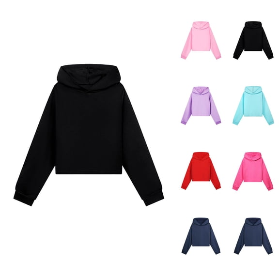 Basic Hoodies for Kids Fall Winter Long Sleeve Casual Plain Hooded Sweatshirt for Boys Girls Pullover Tops