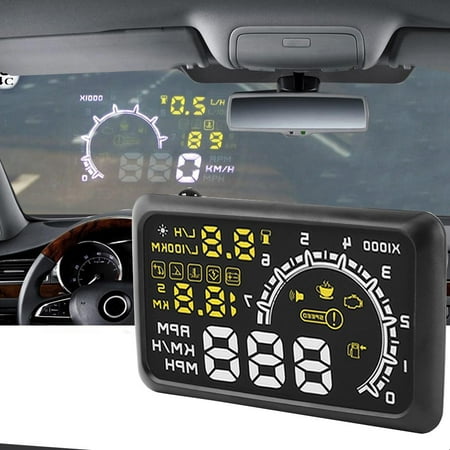 Dilwe Universal Head Up Display  5.5'' Screen Car HUD OBDII  Interface Fuel Overspeed Warning, Warning System, Speedometer