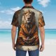 thumbnail image 4 of Balery Jungle Meditating Lion Camisas hawaianas de manga corta para hombre, camisas playeras de corte holgado, camisas de vacaciones con botones,XX-Large, 4 of 7