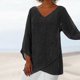 thumbnail image 1 of Puntoco Mujer Casual Lotu Manga Cuello en V Raya Impresión Irregular Blusa tops Camiseta Puntoco Puntoco-1406, 1 of 4