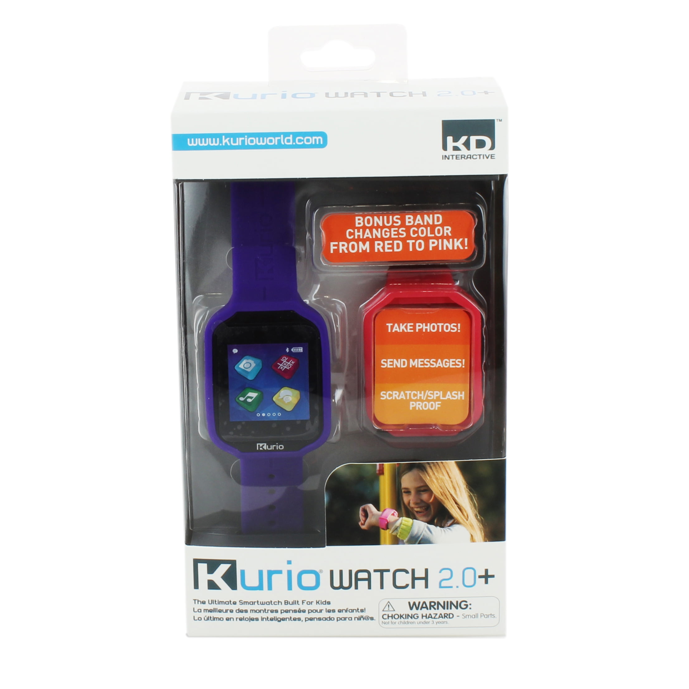 Kurio &&nbsp;KD Interactive Watch 2.0+ Smartwatch Built for Kids with 2 Bands, Purple and Red/Pink Change