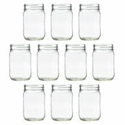 Decorating Mason Jars 12 oz. Set of 10, Bulk Pack - Glass Jars for Overnight Oats, Candies, Fruits, Pickles, Spices, Beverages - Clear
