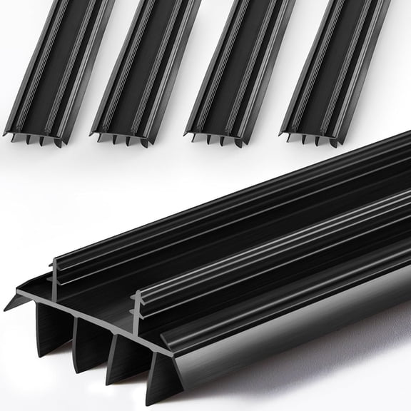 Replacement Door Bottom with Vinyl Fins 36" Long 1 3/4" Wide Threshold Seal Bottom of Door Weatherstrip Kerf Weather Stripping for 7/8" Between Barbs(4 Pcs,Black)
