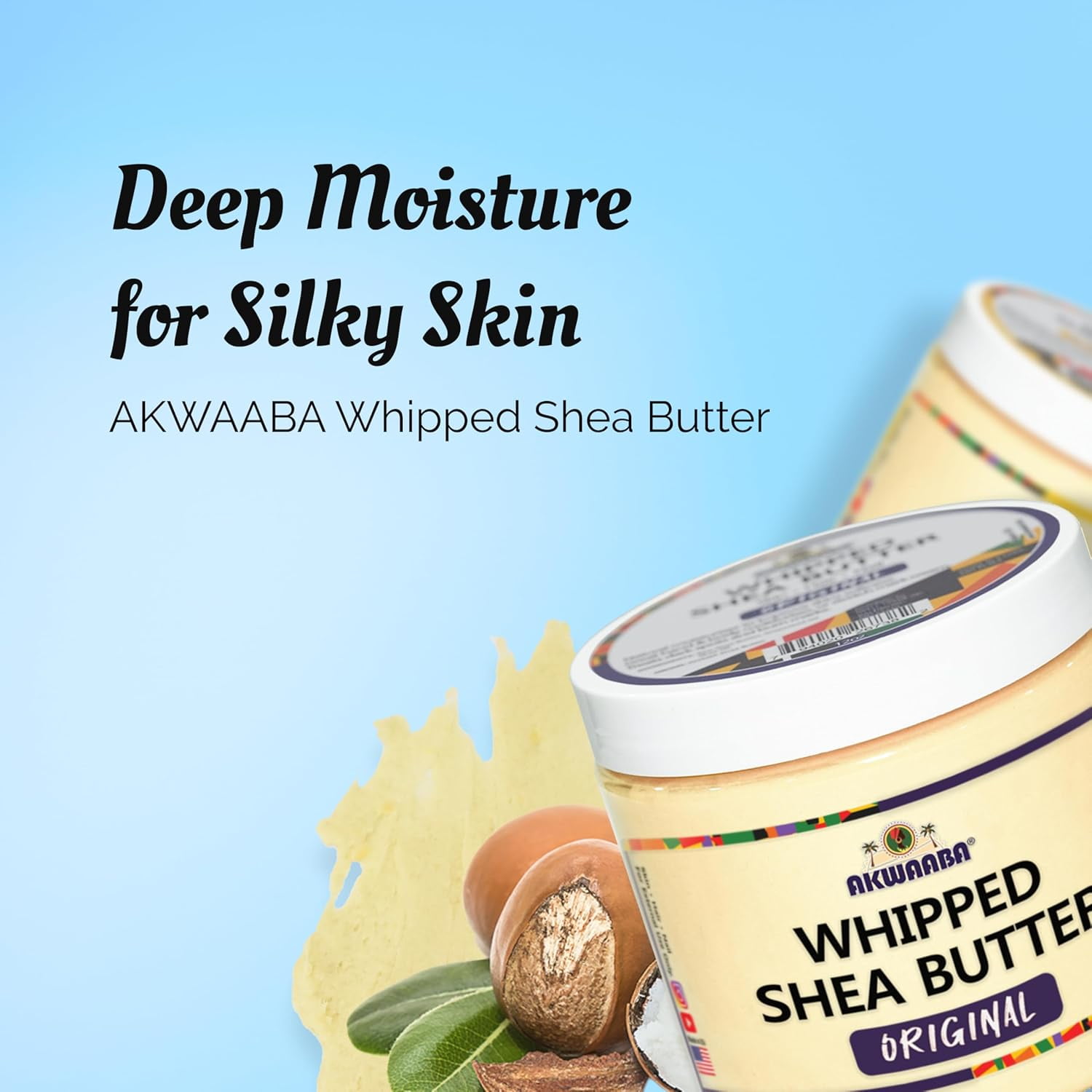 AKWAABA Whipped Shea Body Butter (Baby Powder) | Net Wt 12 oz | Whipped Shea Butter Blend | Moisturizing Care | For Skin | 340 g