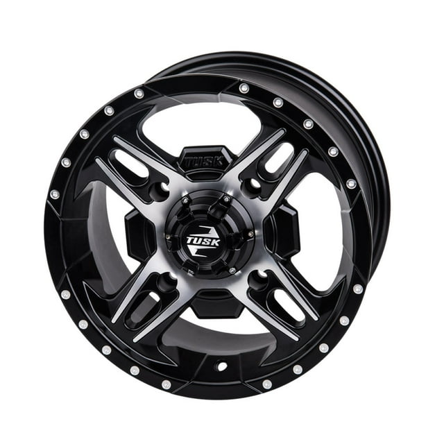 4/110 Tusk Beartooth Wheel 12x7 5.0 + 2.0 Machined/Black For KAWASAKI BRUTE FORCE 750 4x4i EPS Camo 2022-2023